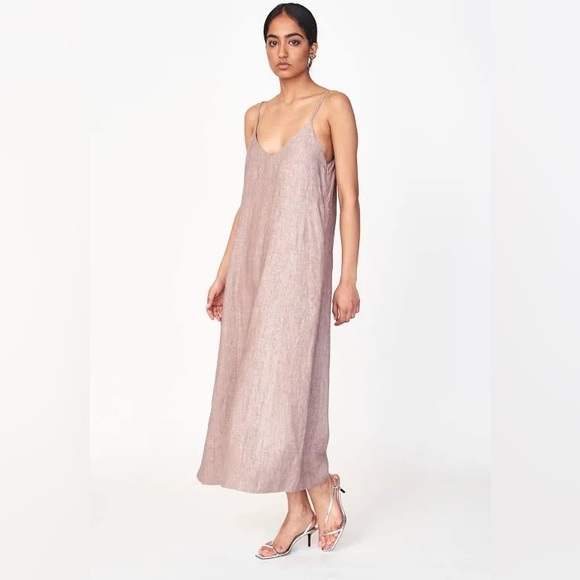 MIRTH COMO DRESS IN MUSHROOM LINEN SIZE SMALL - Picture 7 of 9